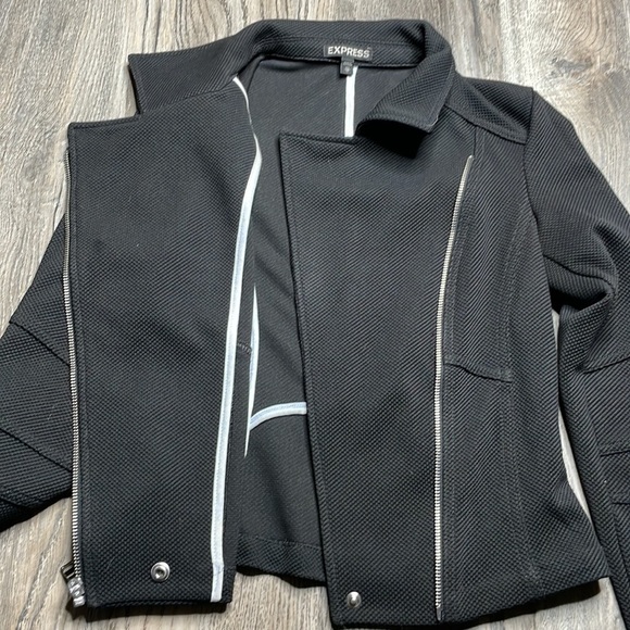 Express Textured Asymmetrical Zipped Moto Jacket, size xs - Picture 11 of 12